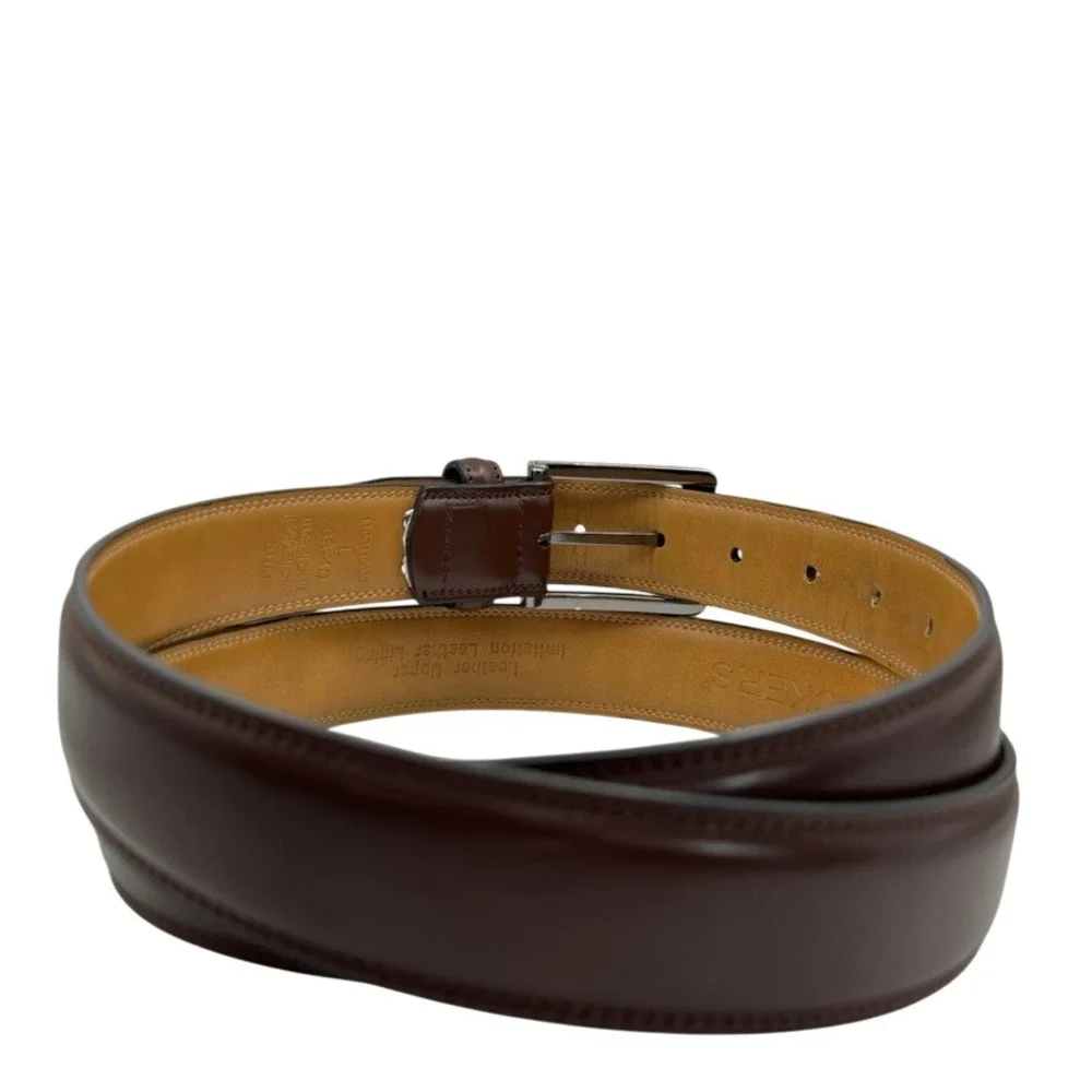 Dockers Mens Brown Leather Dress Belt Size L 38-40 11DP110032 Silver Buckle